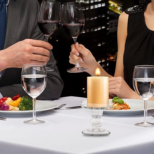 Miniatura 7 de OYATON Portavelas de cristal para vela de pilar de 3.0in o vela cónica de 78 pulgadas, soporte de candelabro, juego de 3 para decoración de boda o