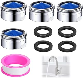 Pack de 4 Aireador Grifo M22 de Latón, Aireador Grifo Cocina y Aireador Grifo Lavabo, Filtro Grifo Cocina Antisalpicaduras, Atomizador Grifo con Juntas y Cinta PTFE