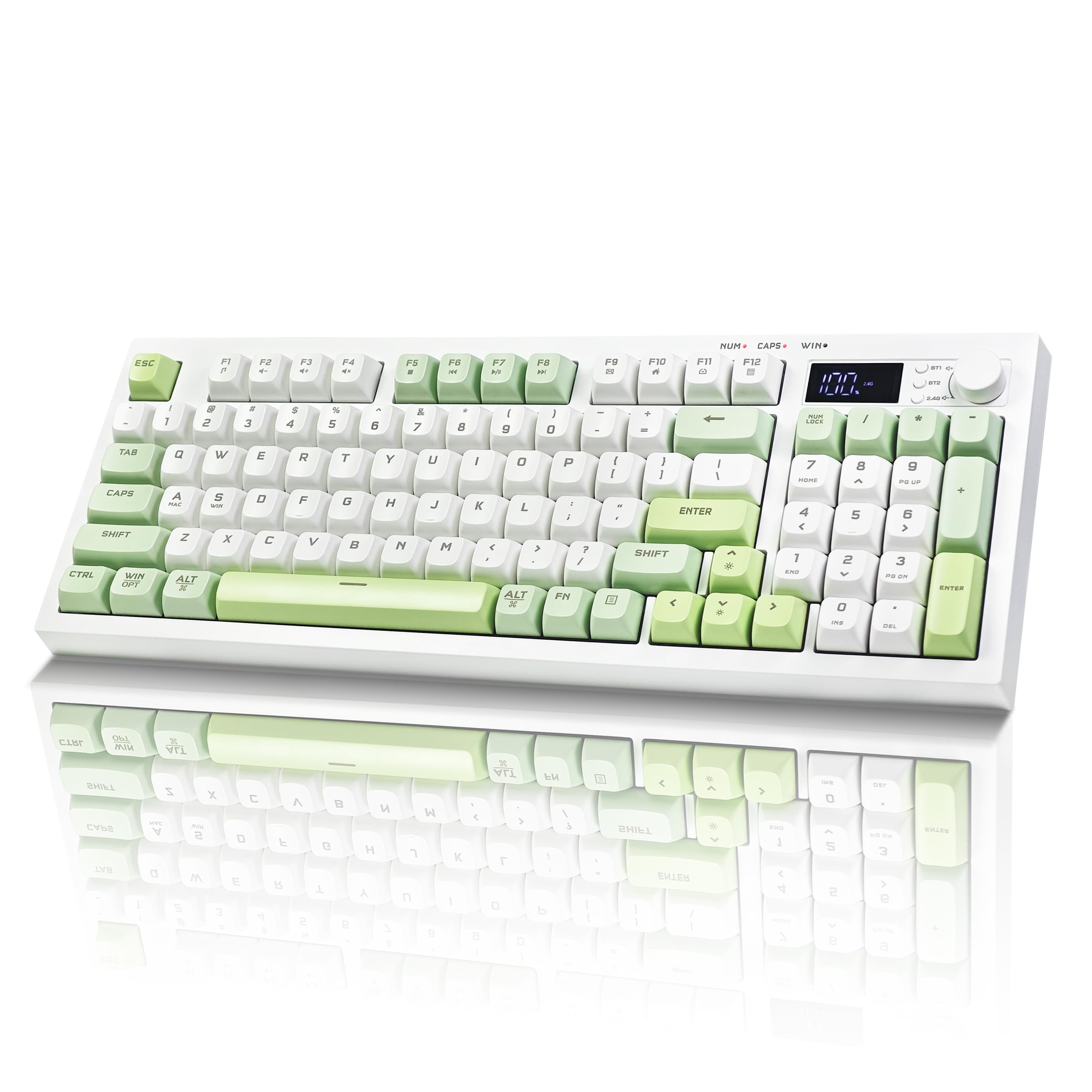 Bangsanth Wireless Keyboard, Quiet Keyboard for Work, Tri-Mode BT5.0/2.4GHz/USB-C, Creamy Keyboard with RGB Backlight, 94-Key, Anti-ghosting Keys, Compatible with PC, Mac, Gaming Consoles