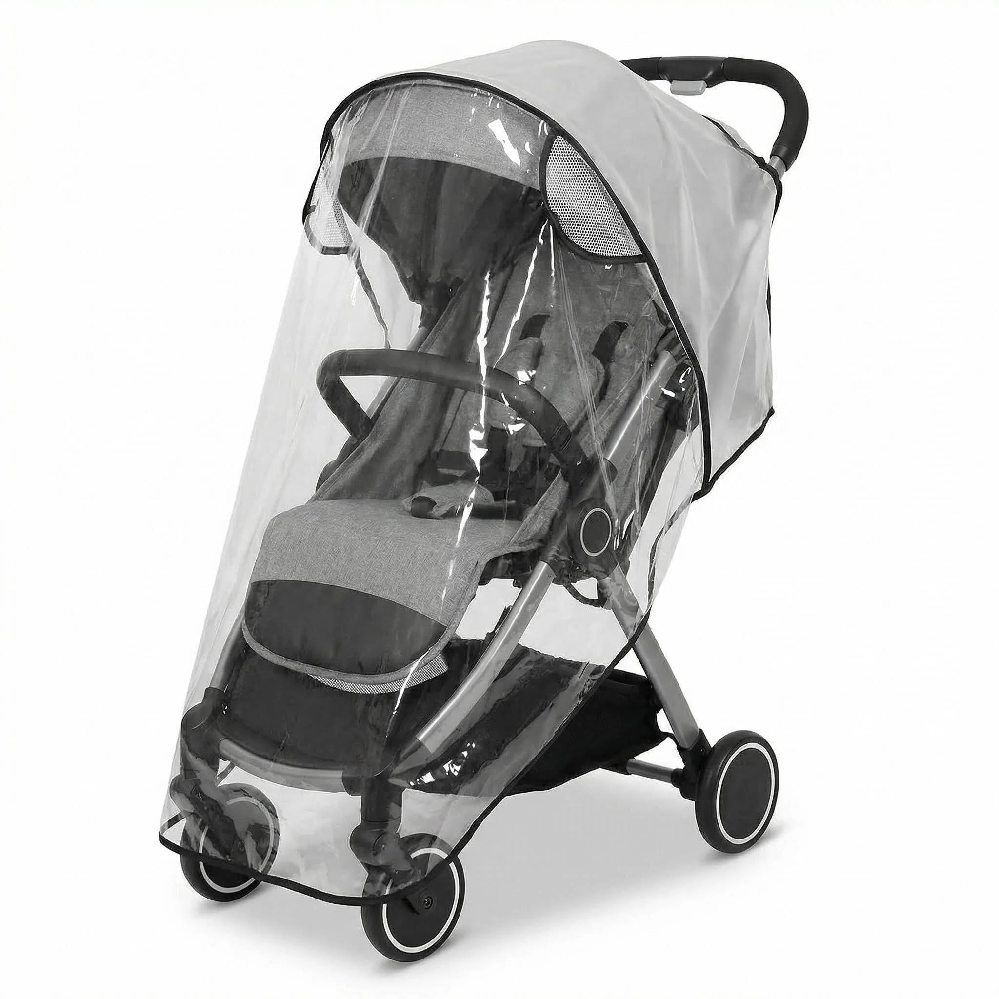 PORUPAEL Universal Rain Cover for Pushchair and Pram, Transparent Weather Shield with Breathable Design, Protects from Rain