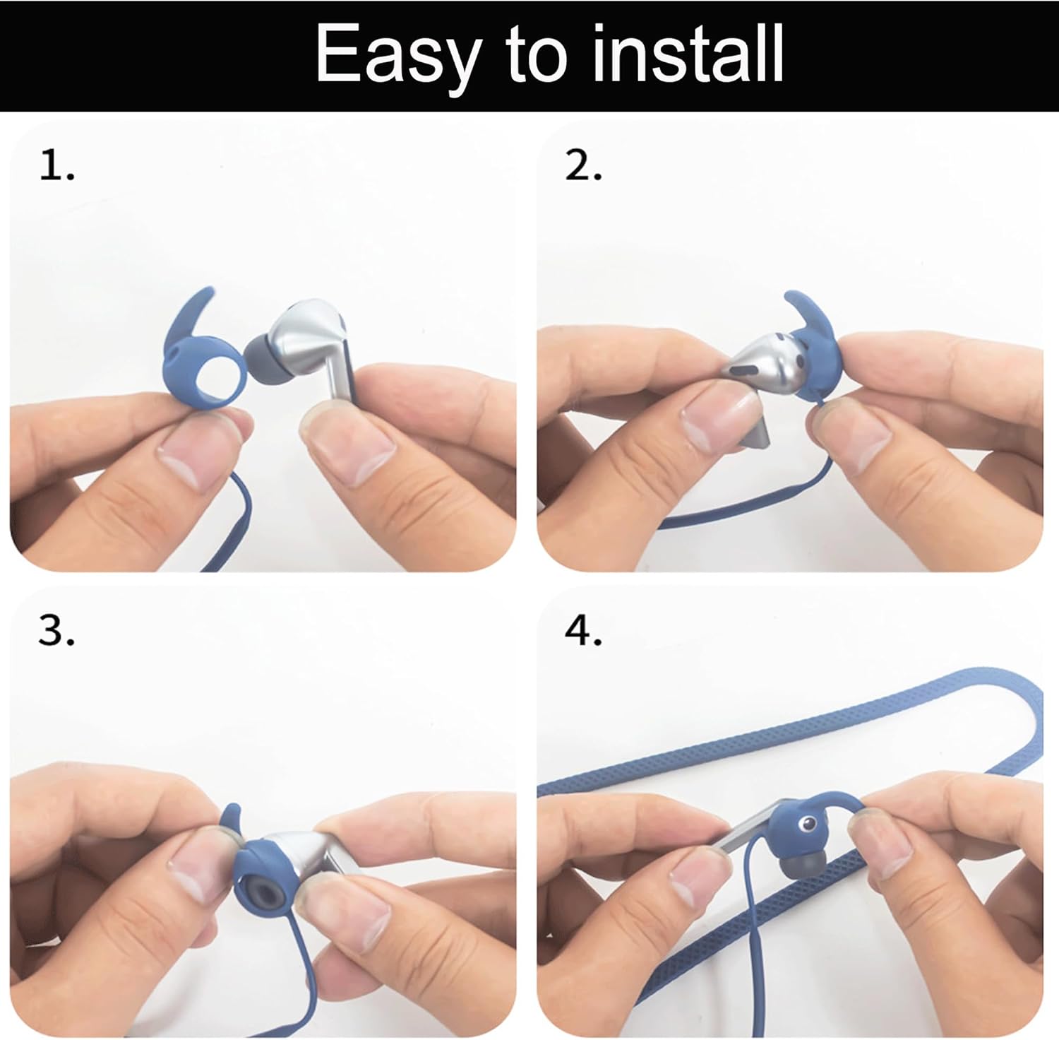 Strap Compatible with Samsung Galaxy Buds 3 Pro, Anti Lost Straps Accessories, Neck Rope Cord Soft, Sports Silicone Earbuds Lanyard for Running Holder Connector, (Black) - Image 6