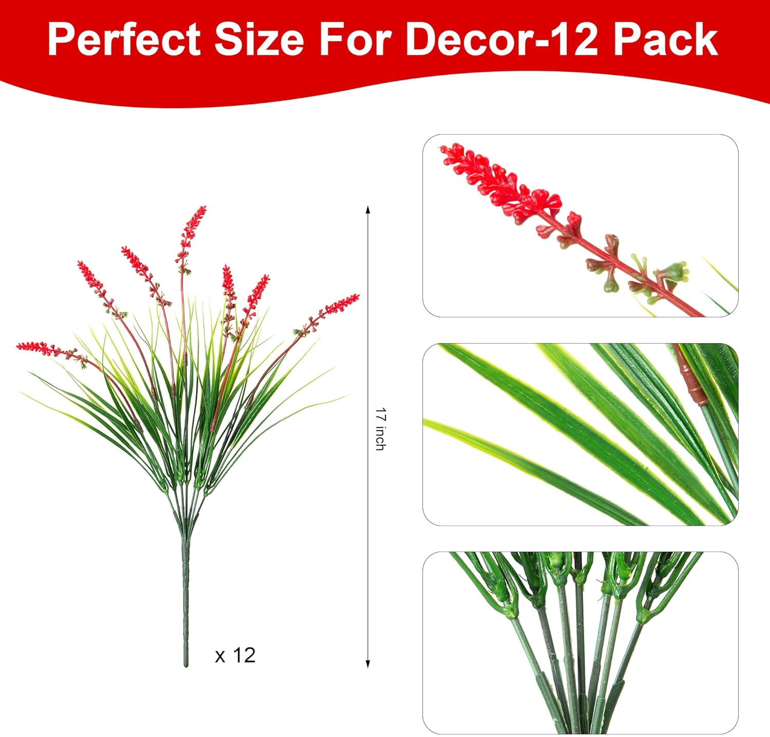 Artificial Faux Plants Flowers for Outdoor Decorations, Fake Monkey Grass for Outside Porch Patio, No Fade Realistic Greenery Plant, UV Resistant Artificial Bush Shrubs for Courtyard Window Garden - Image 8