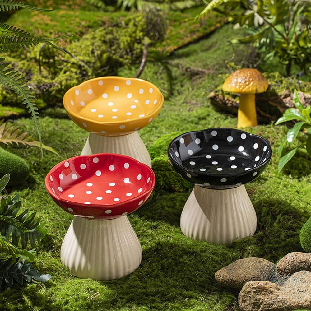 Miska dla zwierząt, podwyższona ceramiczna miska dla zwierząt Miska dla kotów Miska dla małych psów Miski na wodę, Podwyższona miska dla kotów dla kotów domowych, Karma sucha/mokra(Red)