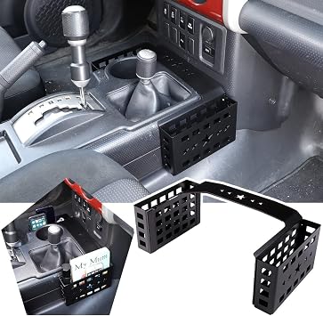 صندوق تخزين ناقل الحركة لوحدة التحكم المركزية للسيارة متوافق مع Toyot@ FJ Cruiser 2007-2021، علبة منظم ناقل الحركة من سبائك الألومنيوم، سلة الملحقات الداخلية