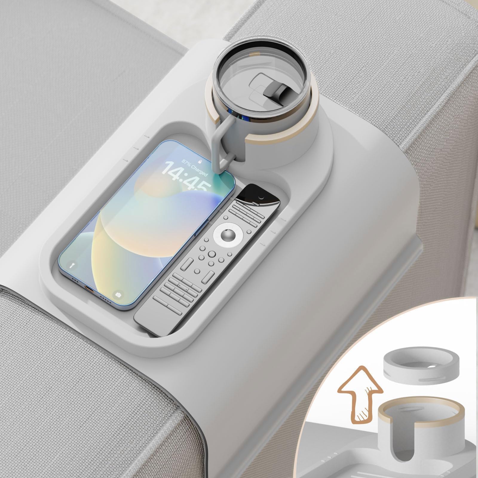 BOUTICOL Couch Tray Sofa Arm Cup Holder Tray Coaster Holder