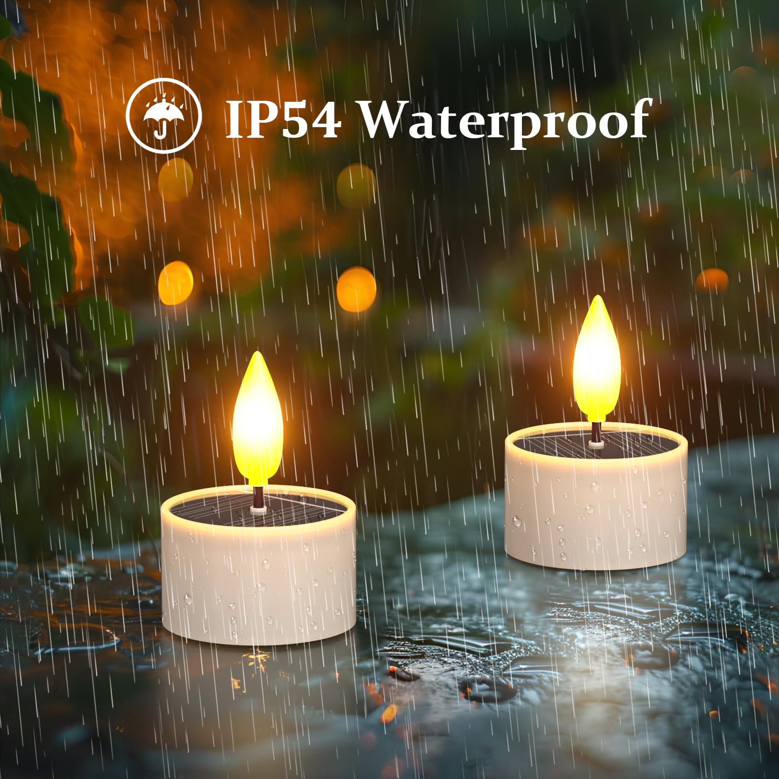 12x Solar Teelichter Outdoor - Wasserdicht Mit Warmweißem LED Licht