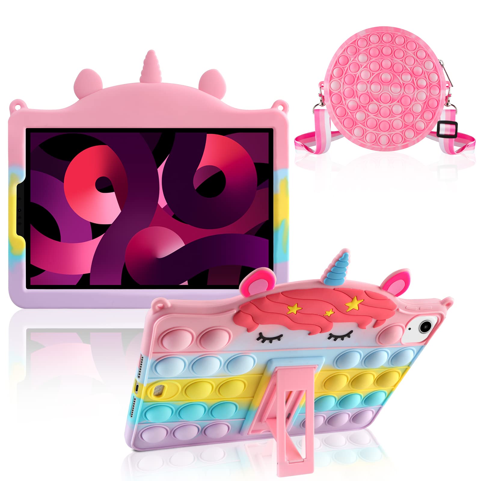 WESADN for iPad Air 5th Generation Case iPad Pro 11 inch Case with Kickstand Lanyard Purse Silicone Fidget Case Tablet Cover for iPad Pro 11 2021 2020 2018 /iPad Air 5th 4th Gen 2022 10.9 inch