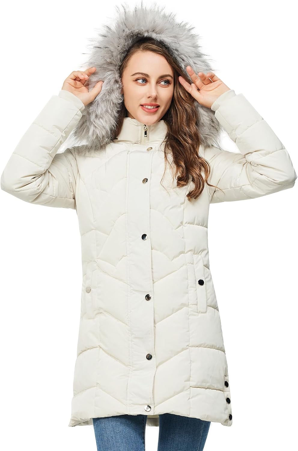 TRATENBY Women's Winter Long Puffer Coats Warm Jackets Parka With hood Waterproof