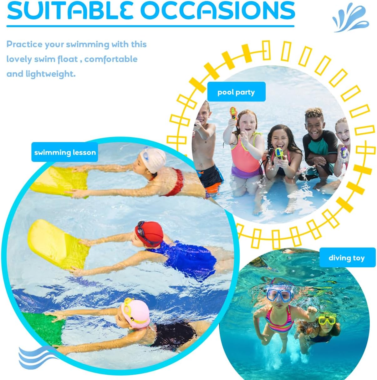 Cabilock Swim Board Floating Swim Plate Kick Board for Adults Pool Fitness Equipment for Adults Swimming Training Aid for Beginners Lightweight Pair for Water Sports Practice