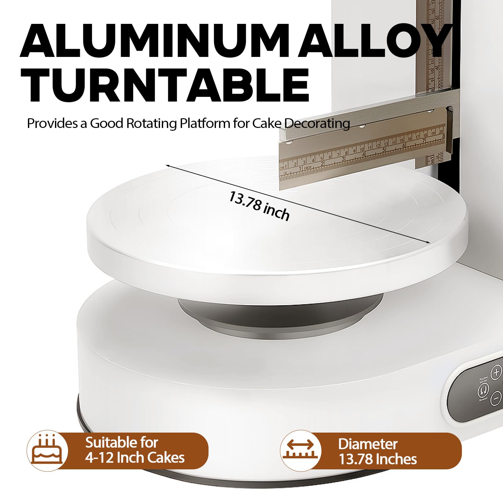 Máquina para glasear Pasteles de 4 a 12 Pulgadas, 200 W, automática, con Pantalla LCD, Plato Giratorio, espátula Ajustable, Herramienta de decoración Profesional para repostería casera, Past