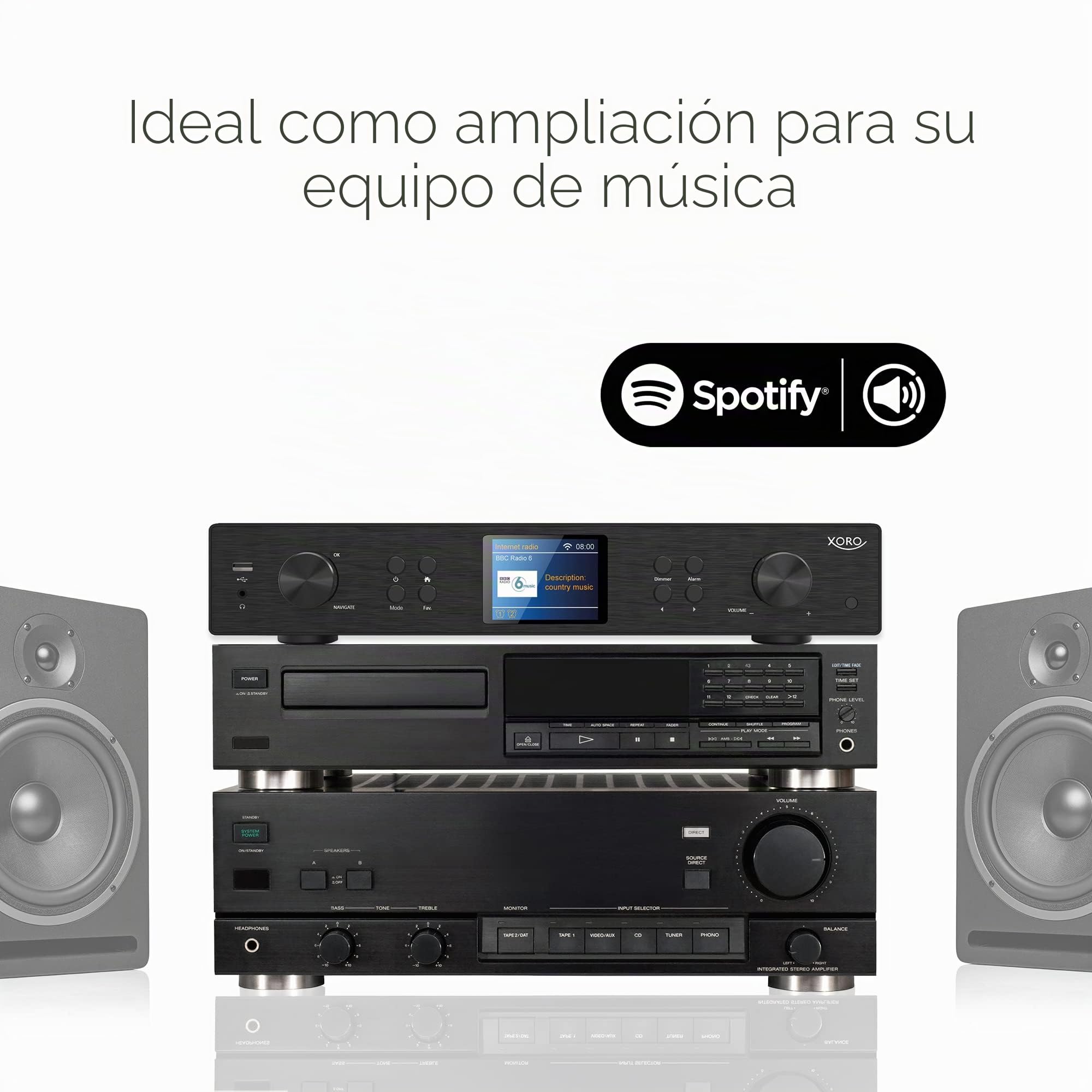 XORO HFT 440 - Radio por Internet con Dab+ y recepción FM para Ampliar un Sistema de Alta fidelidad, WiFi de 2,4 GHz, Bluetooth, SpotifyConnect, Streaming de música por UPnP