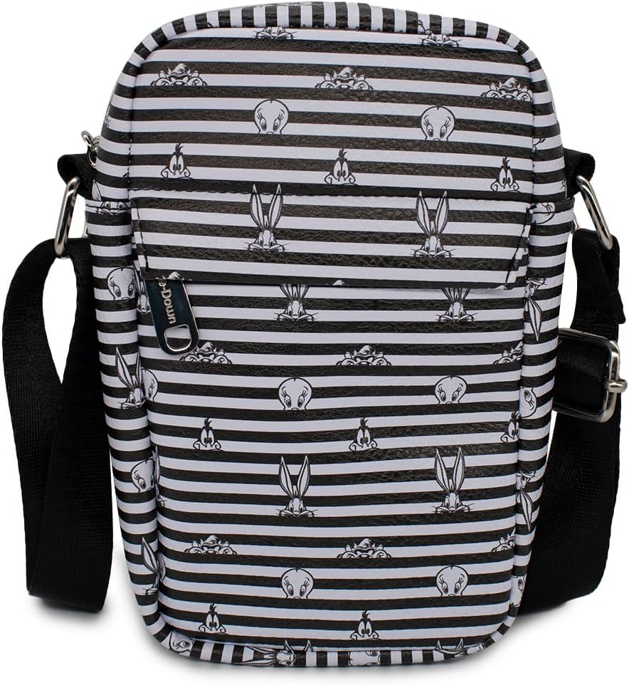 Buckle Down Looney Tunes Bag, Crossbody, Character Eyes Stripe, Vegan Leather
