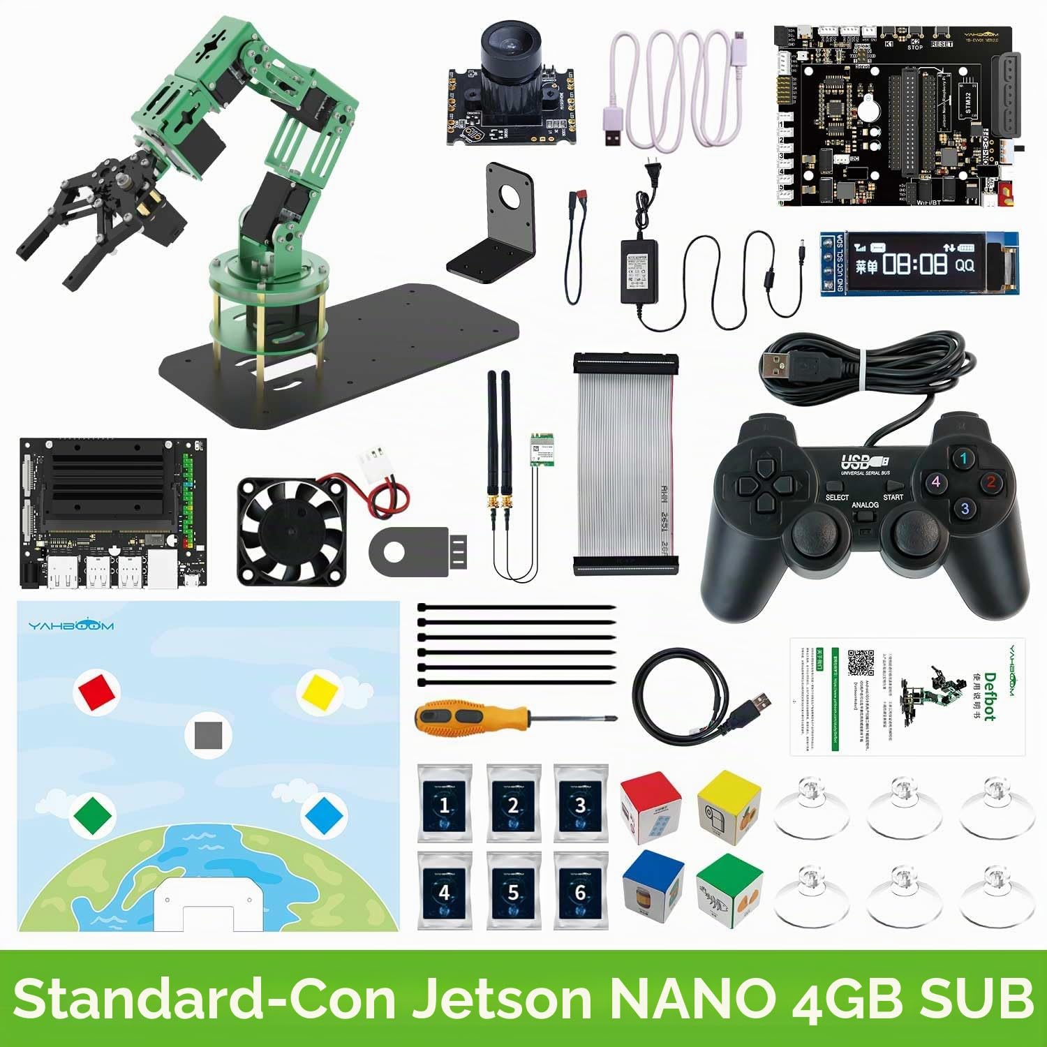 Yahboom Jeston Nano 4GB SUB Robot Arm Building Kit for Jetson Nano 6DOF AI Development Robotic Hand for Adults App Controlled ROS Programmable OpenCV Source Visual Identity (Dofbot with nano) | Desktop Collaboration, Developed Python Programming for Mecha