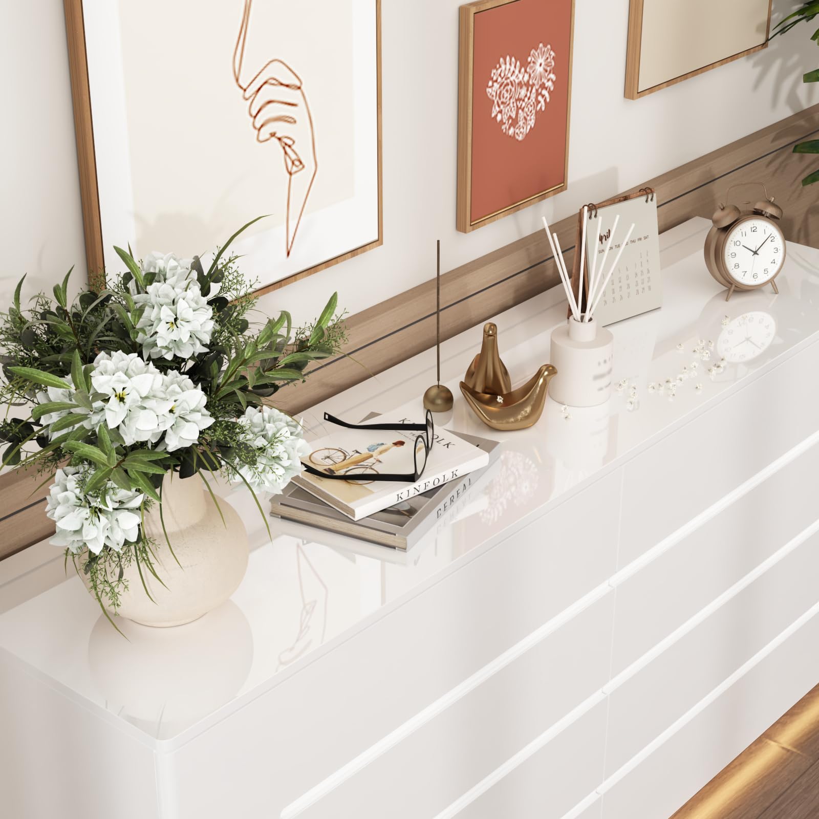 Amazon.com: FUFU&GAGA Glossy Dresser with Lights, White Chest of