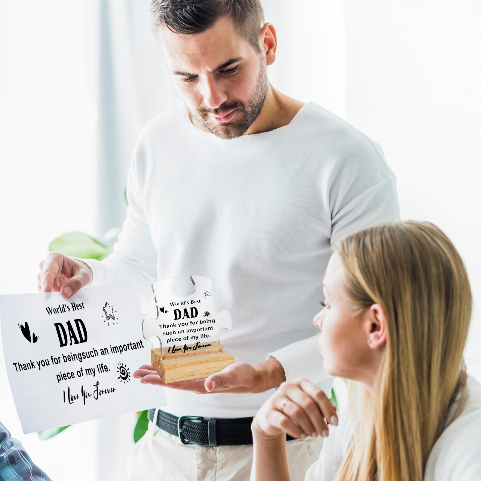 Regalo Per Papà Originale: Puzzle Con Frase "Grazie Di Essere Un Pezzo Importante Della Mia Vita" | Targa Personalizzata In Acrilico Per Compleanno, Natale O Festa Del Papà - 4