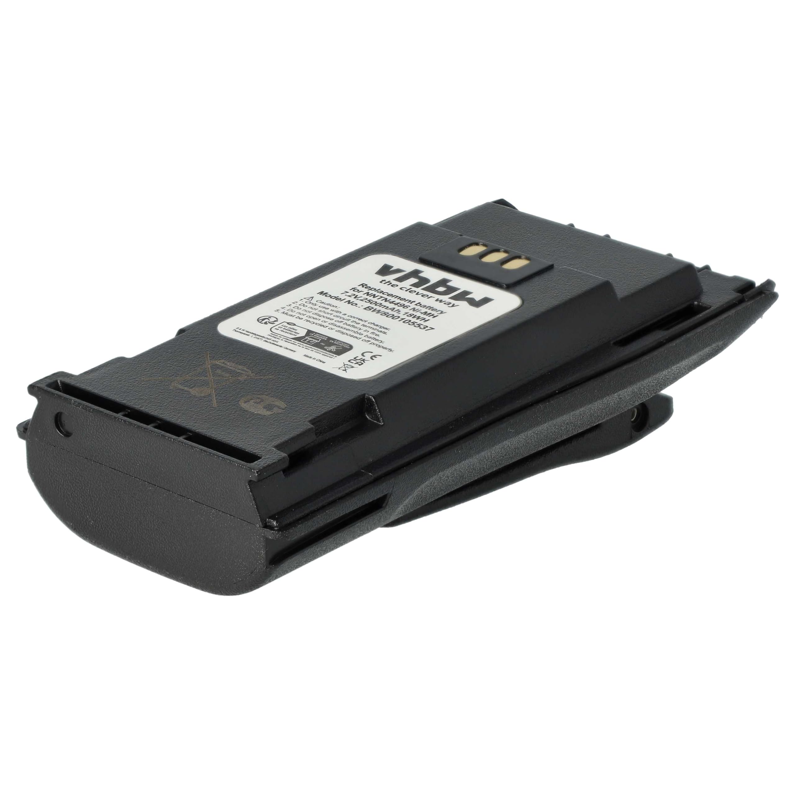 vhbw Batterie Compatible avec Motorola CP200, CP360, CP340, CP250, CP200D, CP200XLS Radio Talkie-walkie (2500mAh, 7,2V, NiMH) - avec Clip de Ceinture