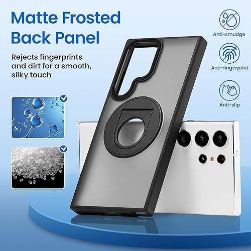 Miniatura 5 de ZCDAYE Funda para Samsung Galaxy S23 Ultra con soporte, compatible con soporte giratorio invisible de carga inalámbrica, funda protectora