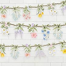 2 PCS Wildflower Garland Banner for Baby Shower Decorations, Spring Easter Floral Birthday Party Decorations, Garden Theme Wedding Wild One Birthday Baby Bloom Party Supplies