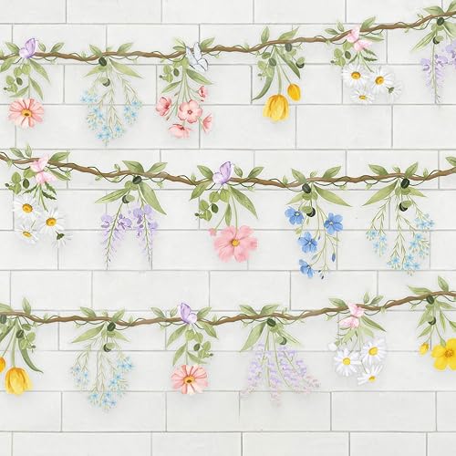2 PCS Wildflower Garland Banner for Baby Shower Decorations, Spring