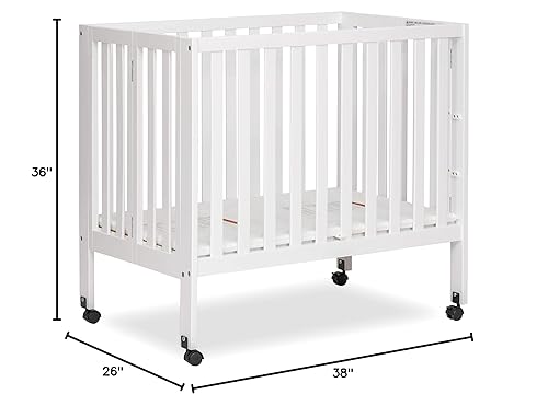 Miniatura 8 de Dream On Me Jett Non-Full Sze Foldng CRB n Whte Ruedas Removeables Soporte de colchón ajustable Patente Foldng System 1" Colchón Pad incluido