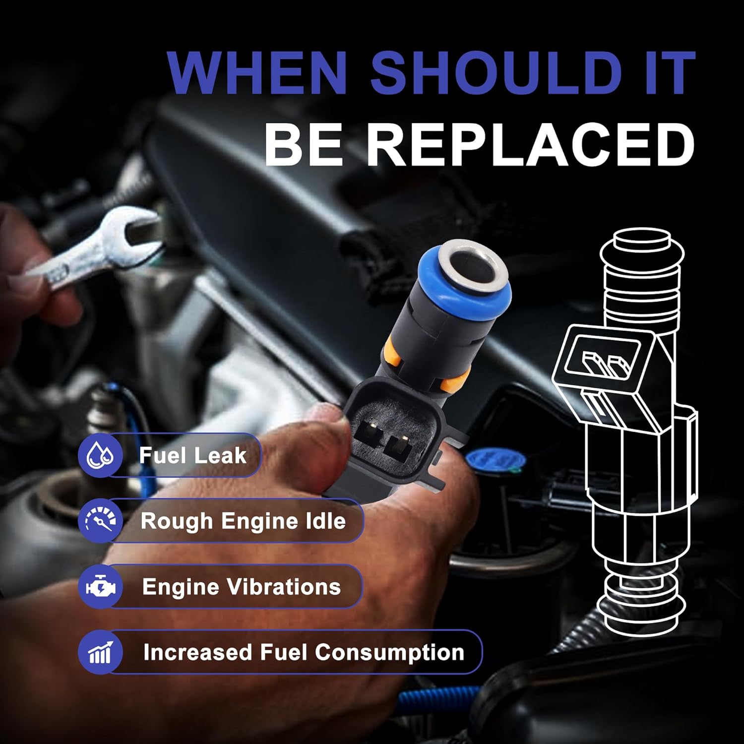 HiSport Fuel Injectors 8 PCS Replacement For Ford F150 5.4L 2007-2008,F250 F350 Super Duty 5.4L 2007-2010,Compatible with Lincoln Mark LT 2007-2008 Replace 62402 7C3Z9F593A 0280158138