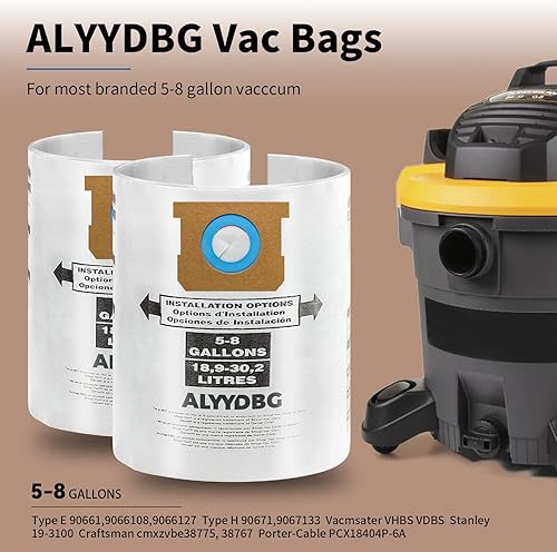 Miniatura 51 de Bolsas para aspiradora de 10 a 14 galones, tipo F 90662 9066200 9066233; tipo I 90672 9067200 9067233; VF2005, bolsas de filtro de vacío desechables