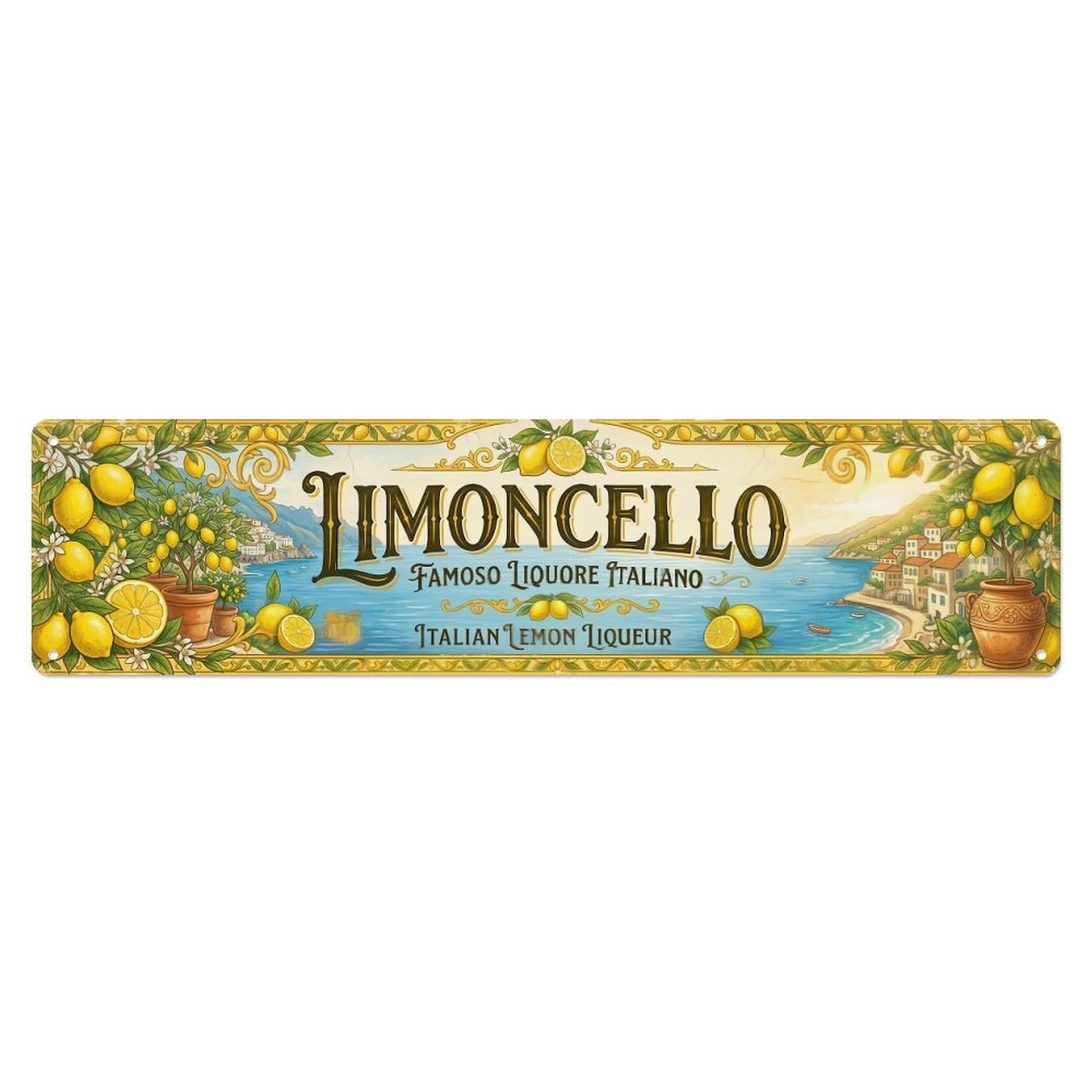 Vintage Limoncello Italian Lemon Amalfi Metal Tin Sign Plaque Wall Decor for Cafe, Club, Garden Metal Poster 4x16Inch