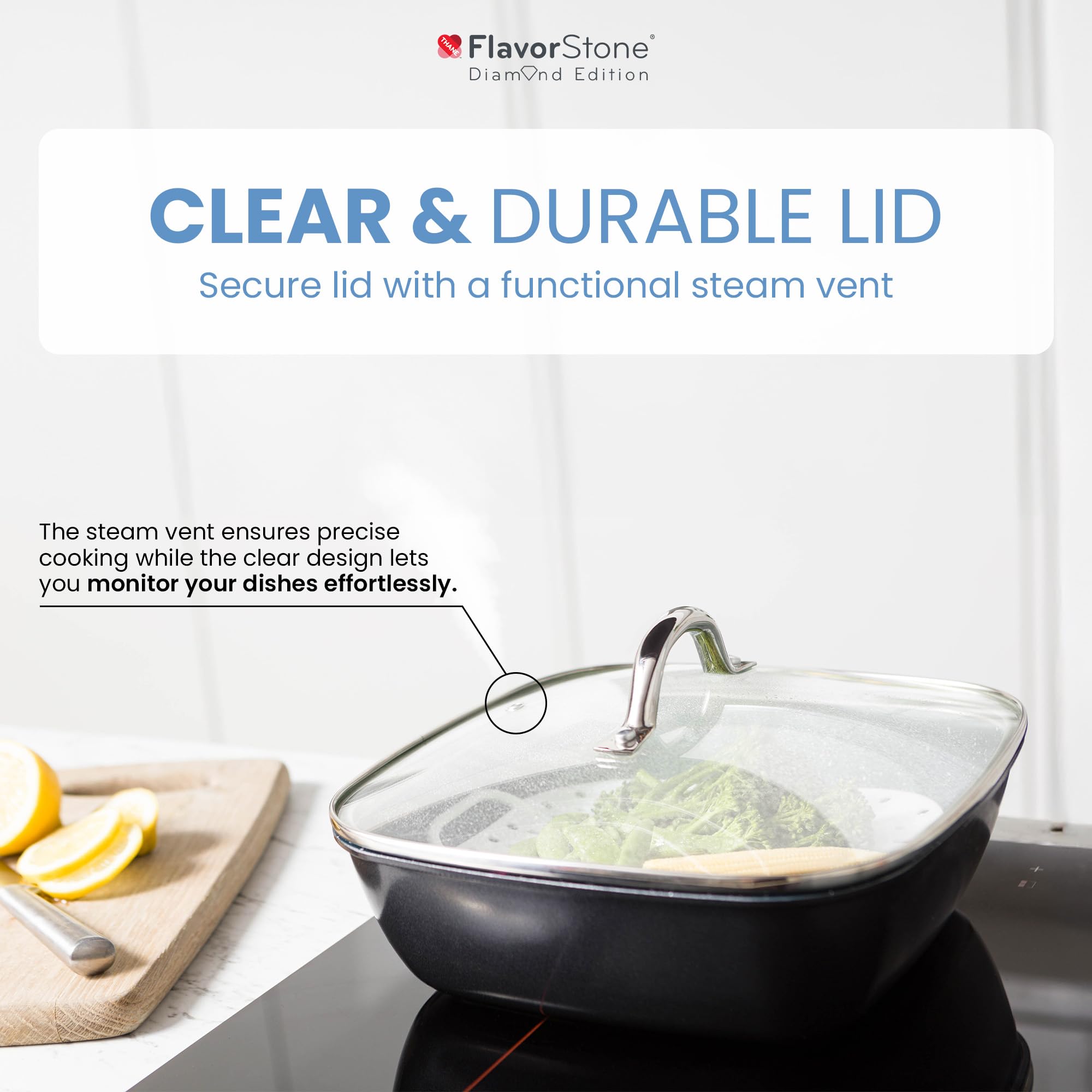 FlavorStone Diamond Non Stick Induction Pan Set - Chef's Collection | Set Antiadhesif Diamond, Aluminium Et Ceramique, Compatible Induction, Passe Au Four, Chefs Collection