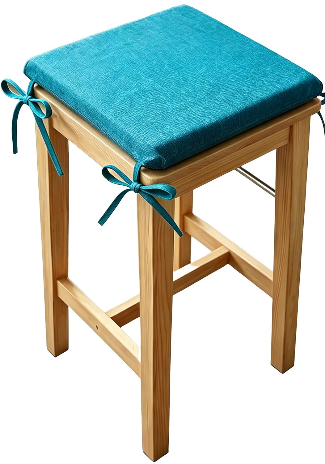 seokor 5cm Thick Square Seat Cushions 30x30/35x35/40x40cm with Ties Linen Stool Cushion Soft Breathable Chair Cushions Non-Slip Removable for Indoor, Outdoor, Bar, Dining Kitchen(Color1,45x45x8cm)