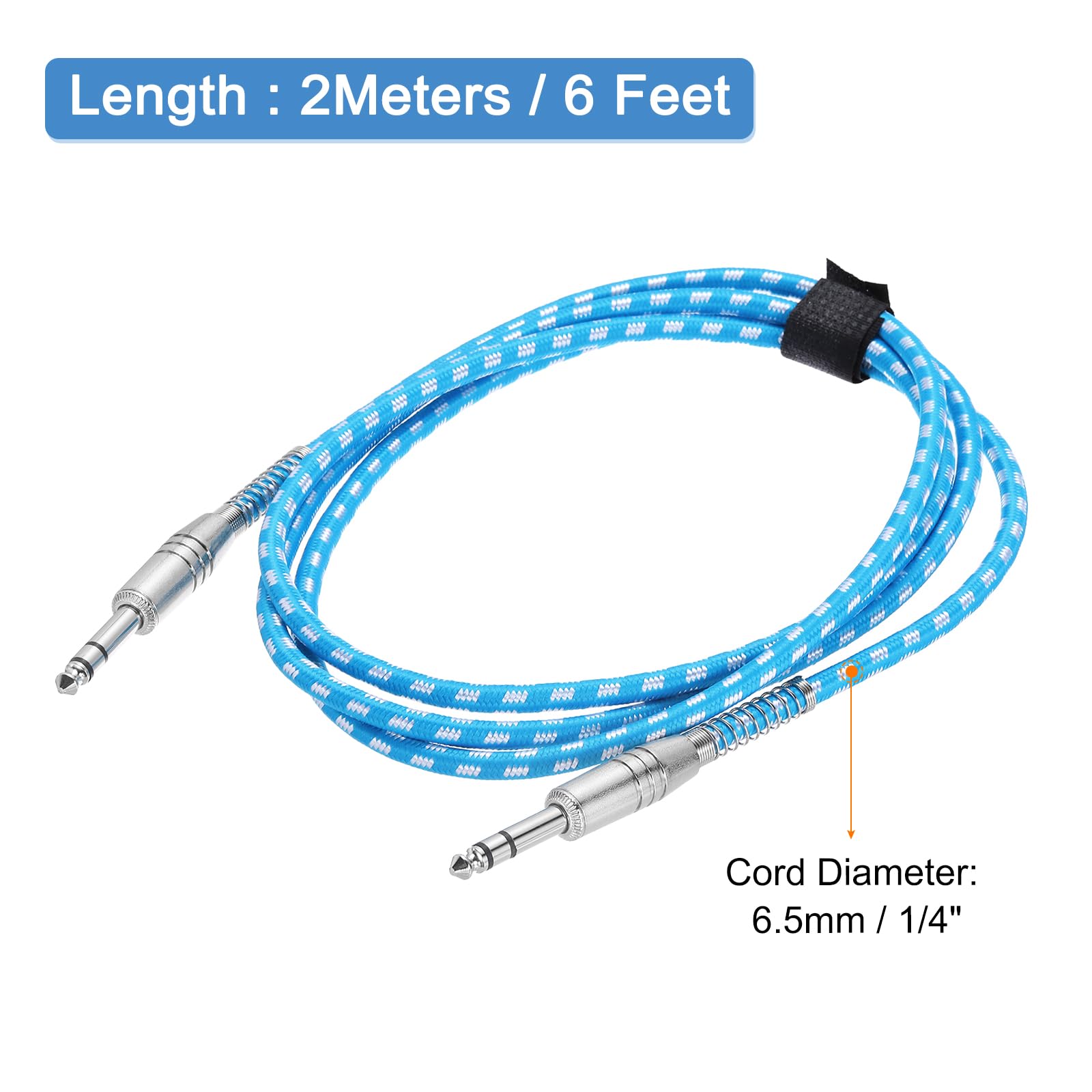 QUARKZMAN Kabel gitarowy 6,35 mm 2 M Kabel instrumentalny Kabel do gitary elektrycznej Kompatybilny z gitarą Wzmacniacz Gitara elektryczna Bas Głośnik Instrument klawiszowy Konsola mikserska