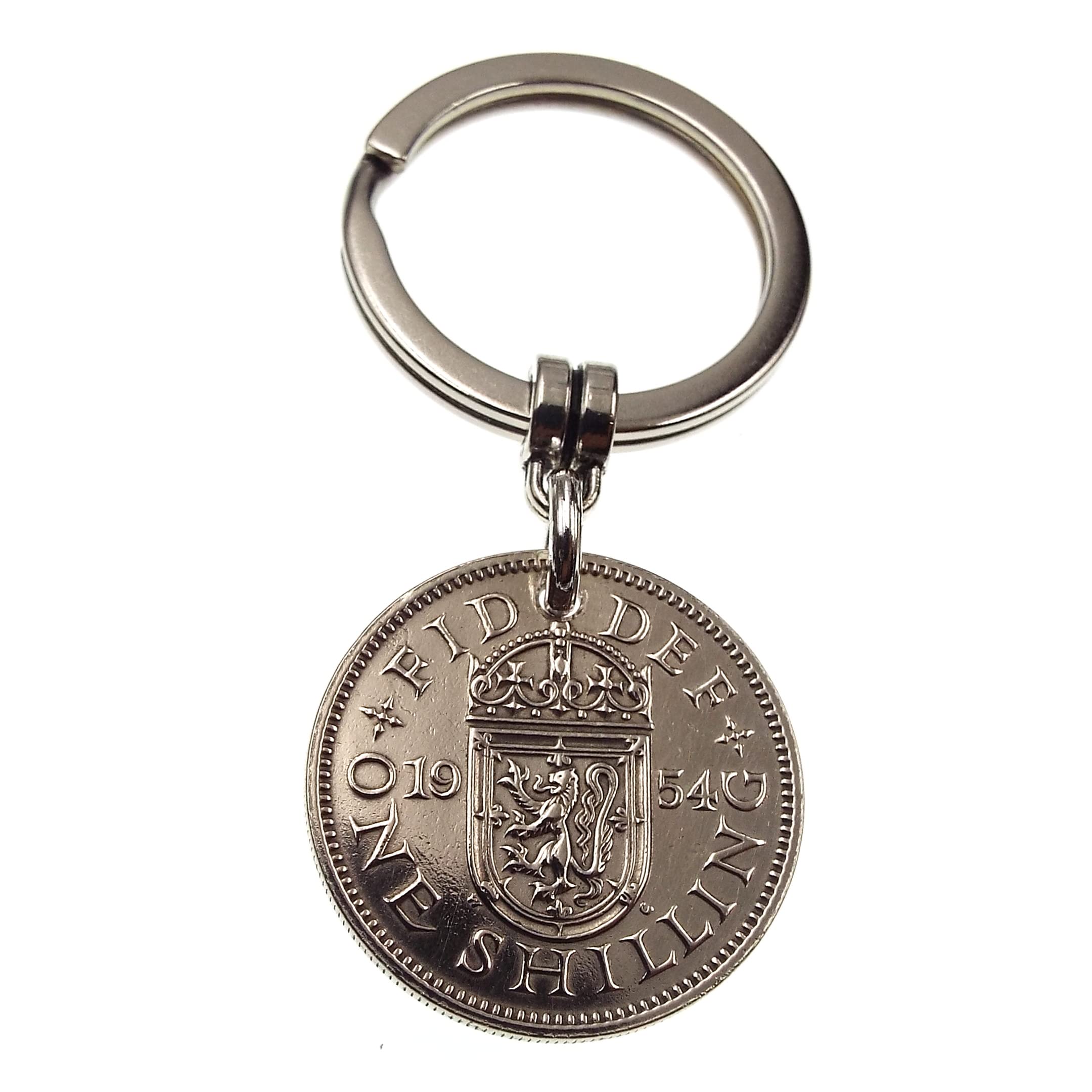 A Silver Dream Unisex Silver A Dream 1954 Scottish Single Lion Shilling Coin Keyring 71St Birthday