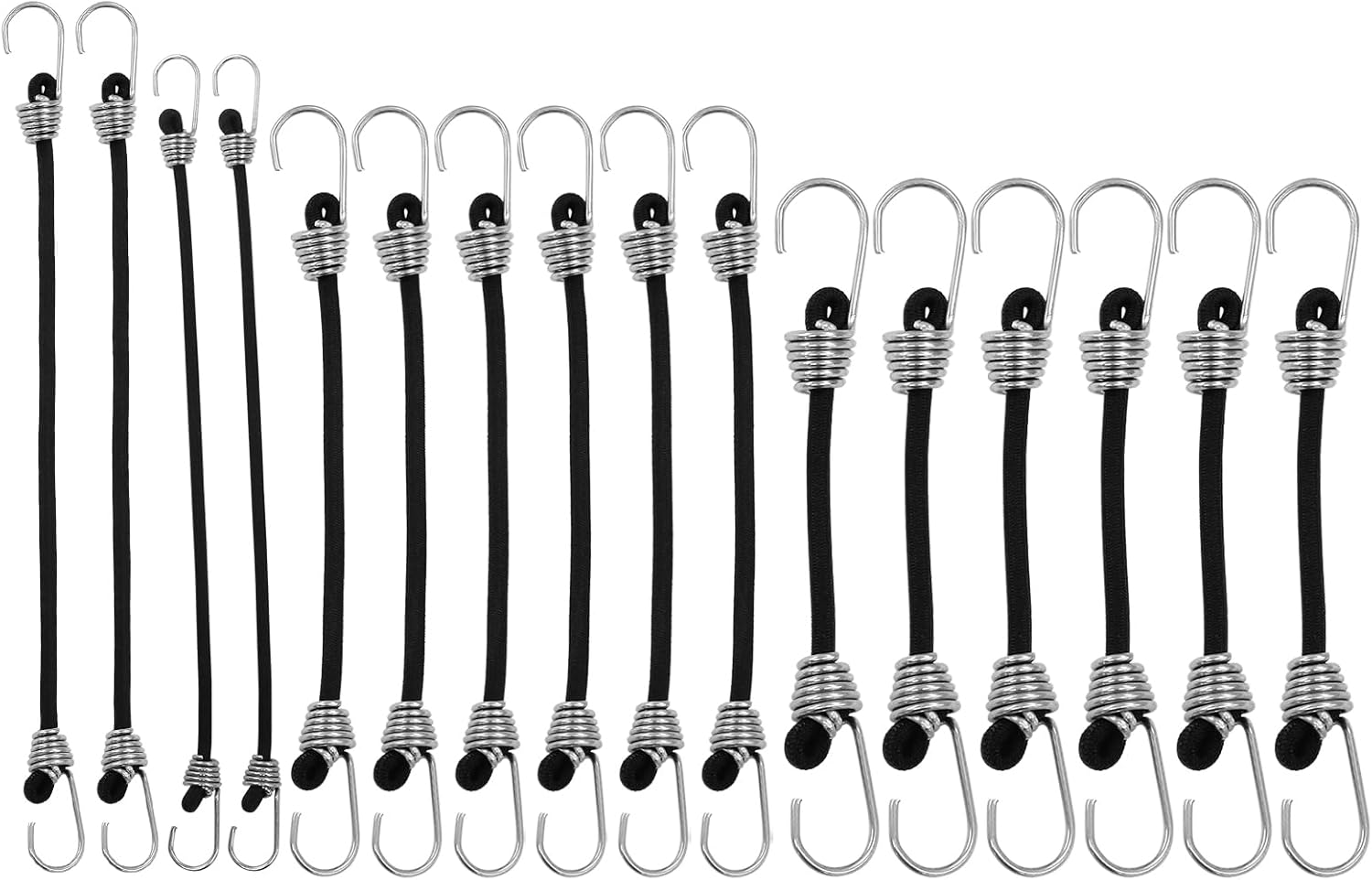 Zorfeter 16PCS 2Inch, 4Inch, 6Inch, 8Inch Small Bungee Cords, White Rubber Mini Bungee Cords with Hooks Stretchy Cord, Elastic Cord for Outdoor Camping/Tools Cargo