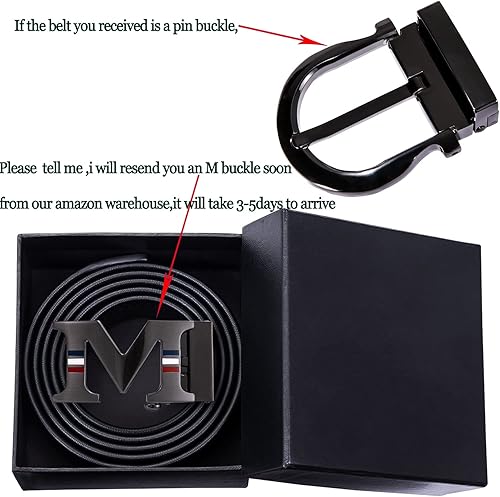 Miniatura 7 de Barry.Wang Cinturón de trinquete para hombre con hebilla de cuero para vestir de 1 38 pulgadas, ajustable, correa de clic para fiesta de negocios