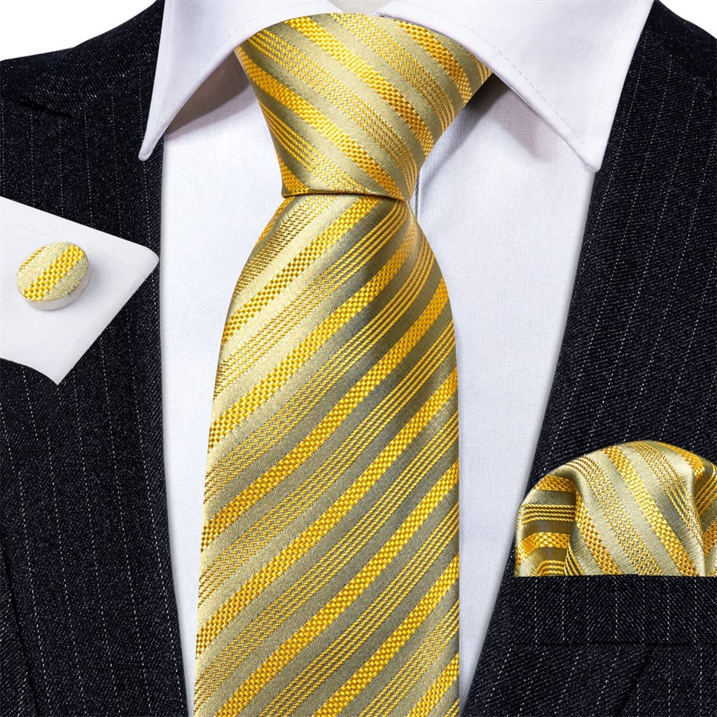 RajoNN Krawatten-Set für Herren, Goldfarbene Krawatten-Manschettenknöpfe, Hochzeitsset, quadratisches Manschettenknopf-Set