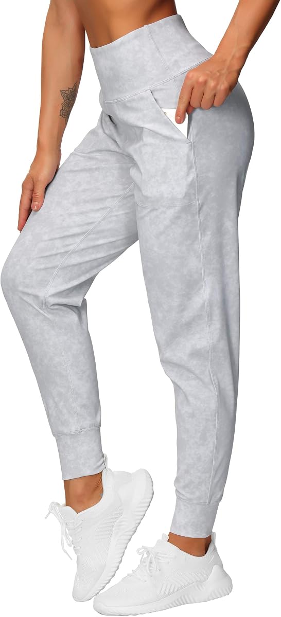 THE GYM PEOPLE Pantalones deportivos para mujer Leggings ligeros para estar en casa | Ajuste favorecedor, Bolsillos laterales, Cinturilla elástica, Control de barriga, Ultrasuave, Tobillo cónico, Athleisure, Yoga, Running