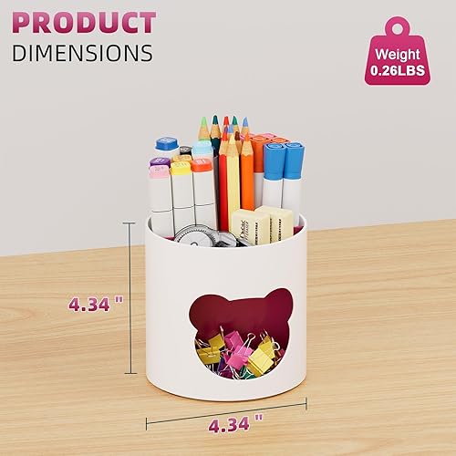 Miniatura 5 de Marbrasse Organizador de escritorio, lindo soporte para bolígrafos y caja de almacenamiento de suministros de arte para oficina y aula (cabeza de