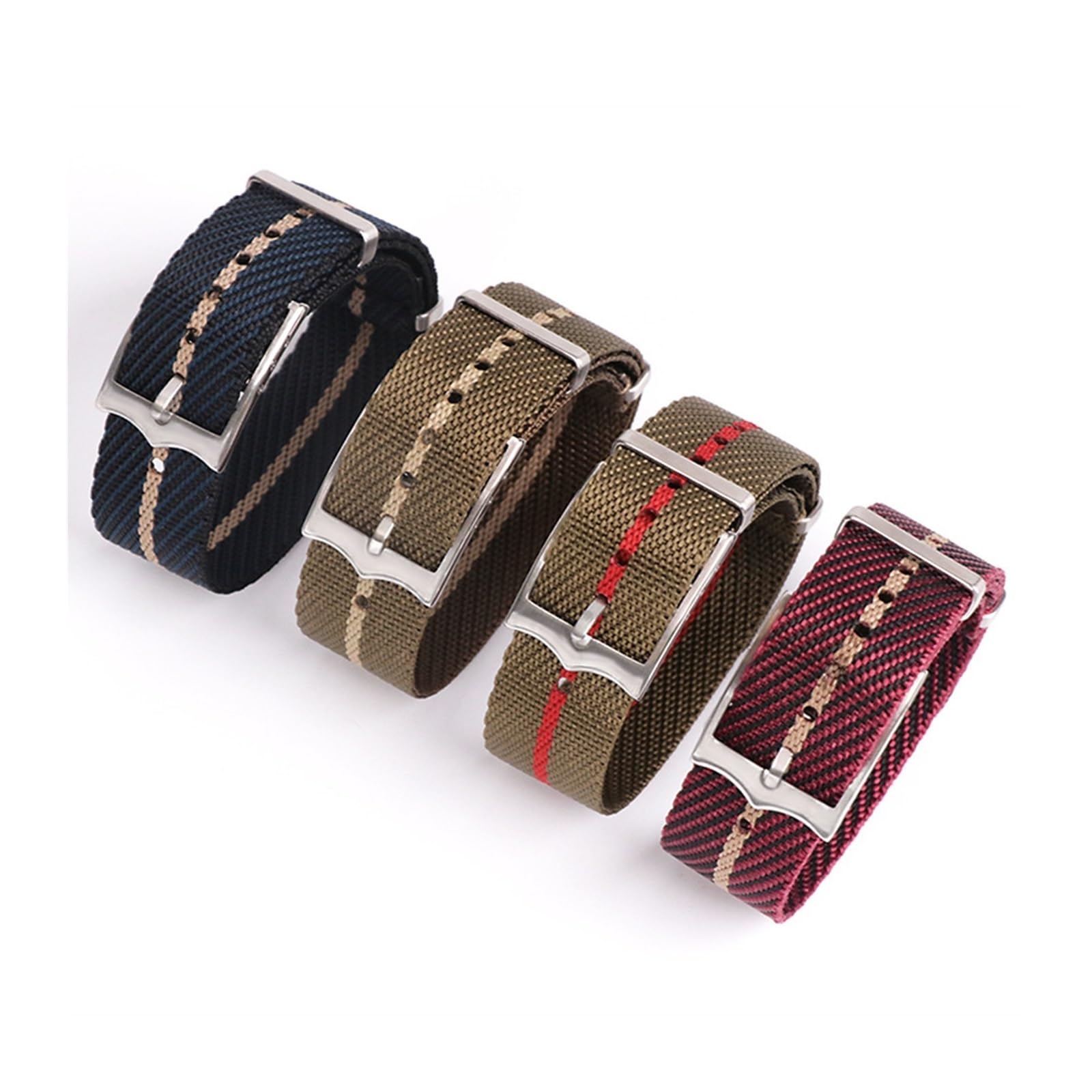 Phoenixset Nieuwe streep nylon horlogeband 18mm 20mm 22mm stof horlogeband Quick release band for S-EIKO horloge accessoires (Band Color : Blue white orange 2, Band Width : 20mm