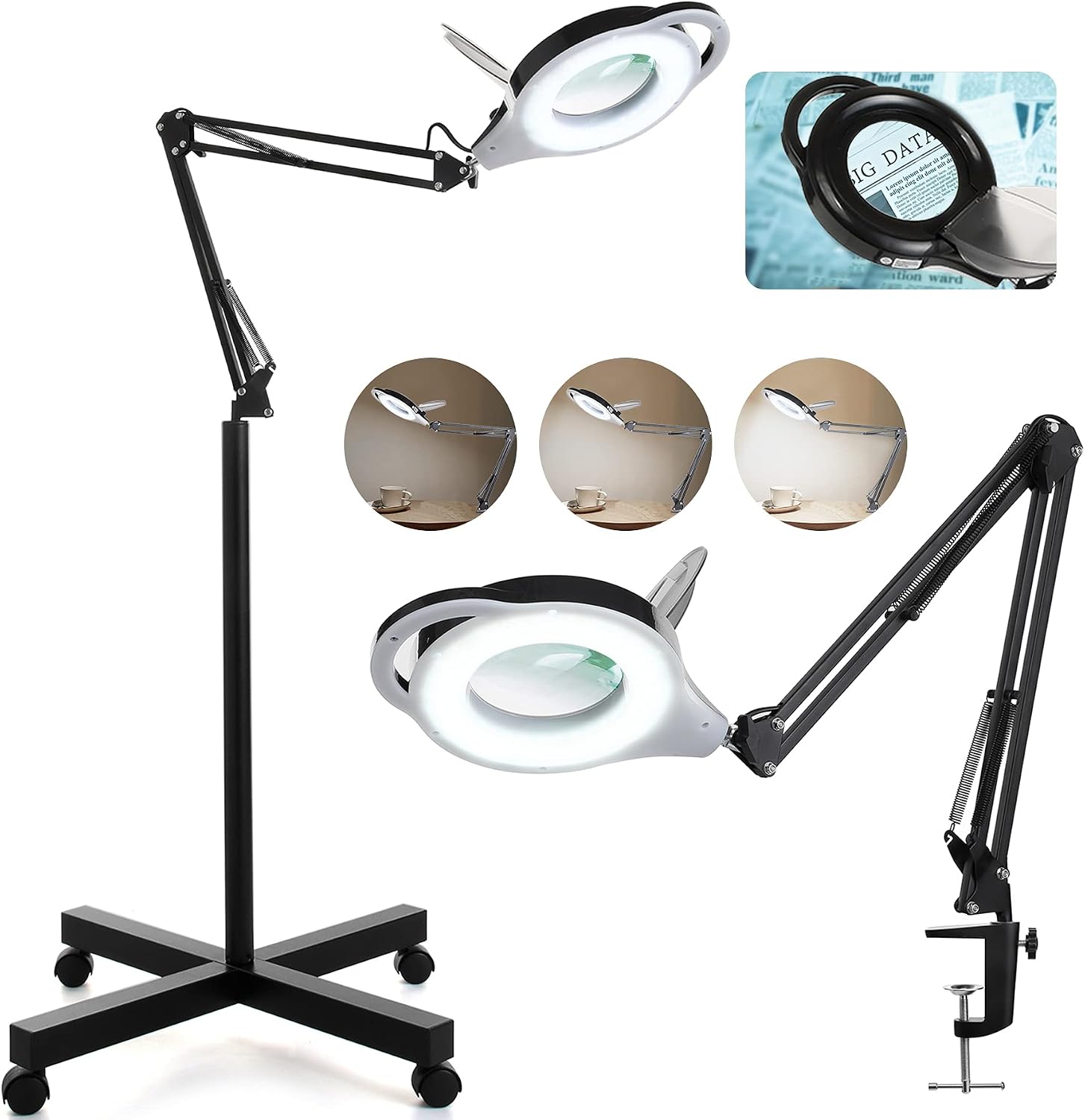 Tech Deals 🔥 LED Magnifying Lamp, 2,200 Lumens Super Bright Stepless Dimmable Magnifying Glass with Light, 5-Diopter Real Glass, Adjustable Metal Swing Arm Magnifier Lamp for Reading, Sewing, Crafts, Repair(Black) Up To 40% OFF LED Magnifying Lamp, 2,200 Lumens Super Bright Stepless Dimmable Magnifying Glass with Light, 5-Diopter Real Glass, Adjustable Metal Swing Arm Magnifier Lamp for Reading, Sewing, Crafts, Repair(Black)