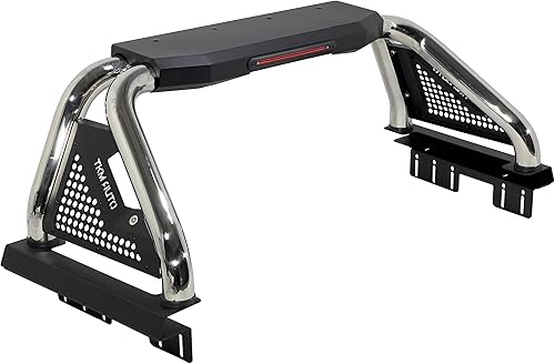 Barra enrollable deportiva apta para Tacoma, Ranger, Colorado, Canyon y Frontier (acero inoxidable plateado)