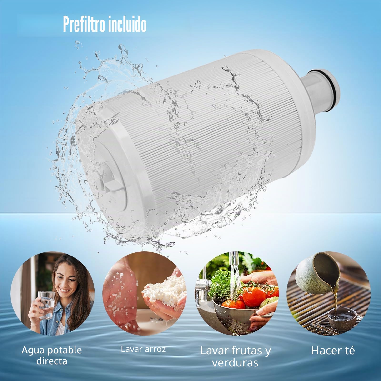 Filtro de agua compatible con Amway Espring 100186M/100188CH, filtro previo, filtración HEPA de carbón activado, elimina los olores, mejora el sabor del agua del acueducto