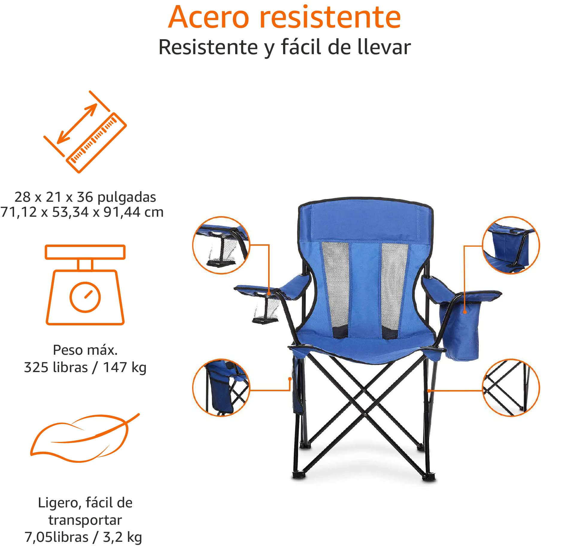 Amazon Basics - Silla de camping con enfriador