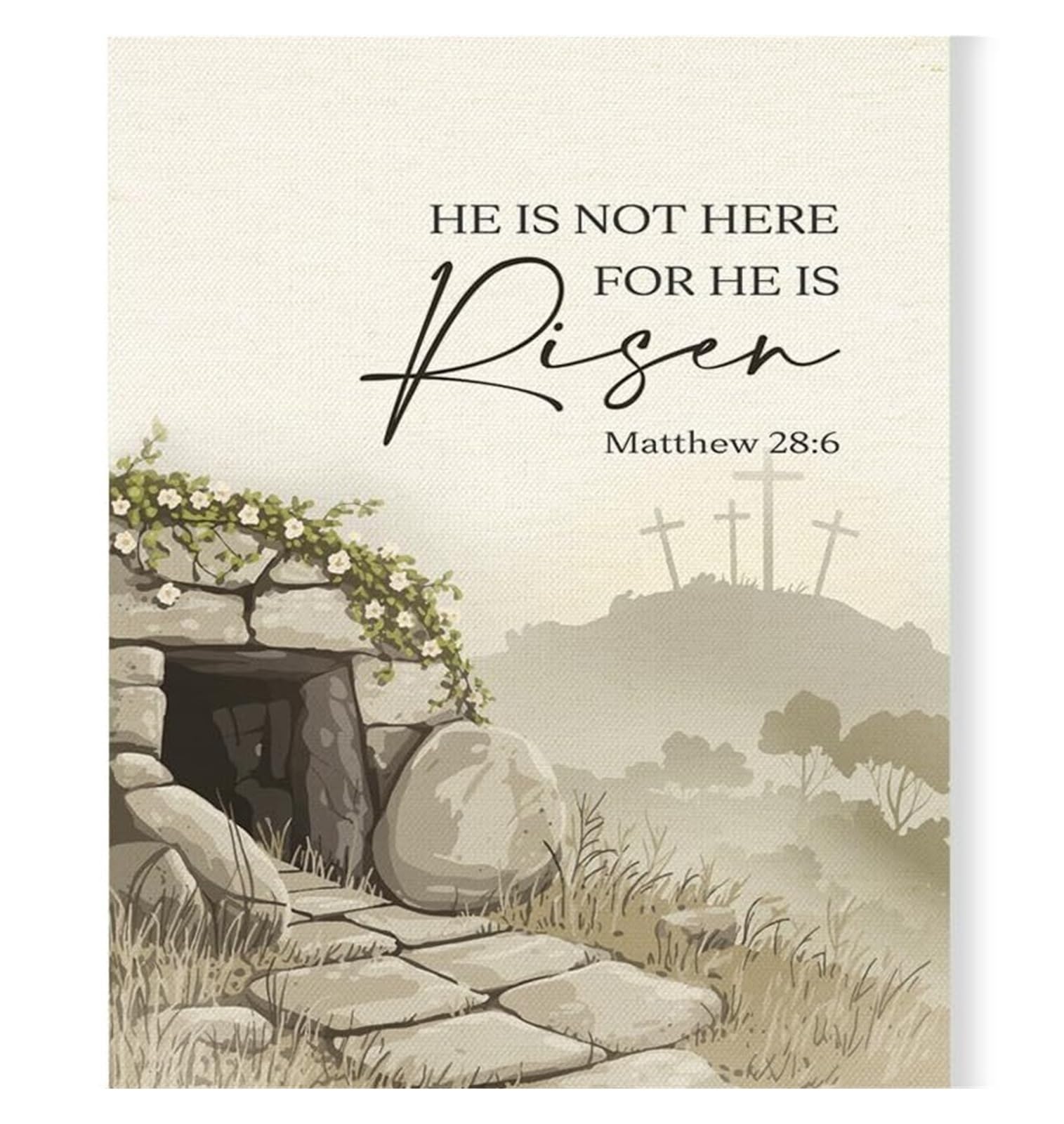 PQYSMVVG Christian Easter Poster: He Is Risen Bible Quote Wall-Art for Farmhouse and Church(Framed,08x12inch(20x30cm))