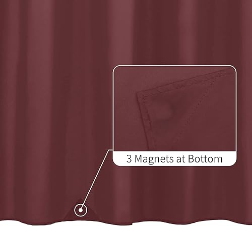 Miniatura 2 de ALYVIA SPRING - Forro de cortina de ducha de tela impermeable en rojo burdeos, forro de ducha suave de calidad hotelera con 3 imanes, tela ligera y