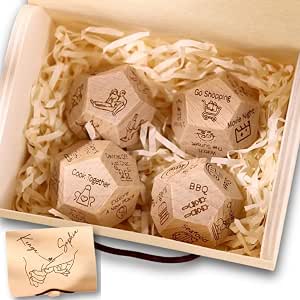 Personalized Couple Date Night Dice Set with Wooden Box