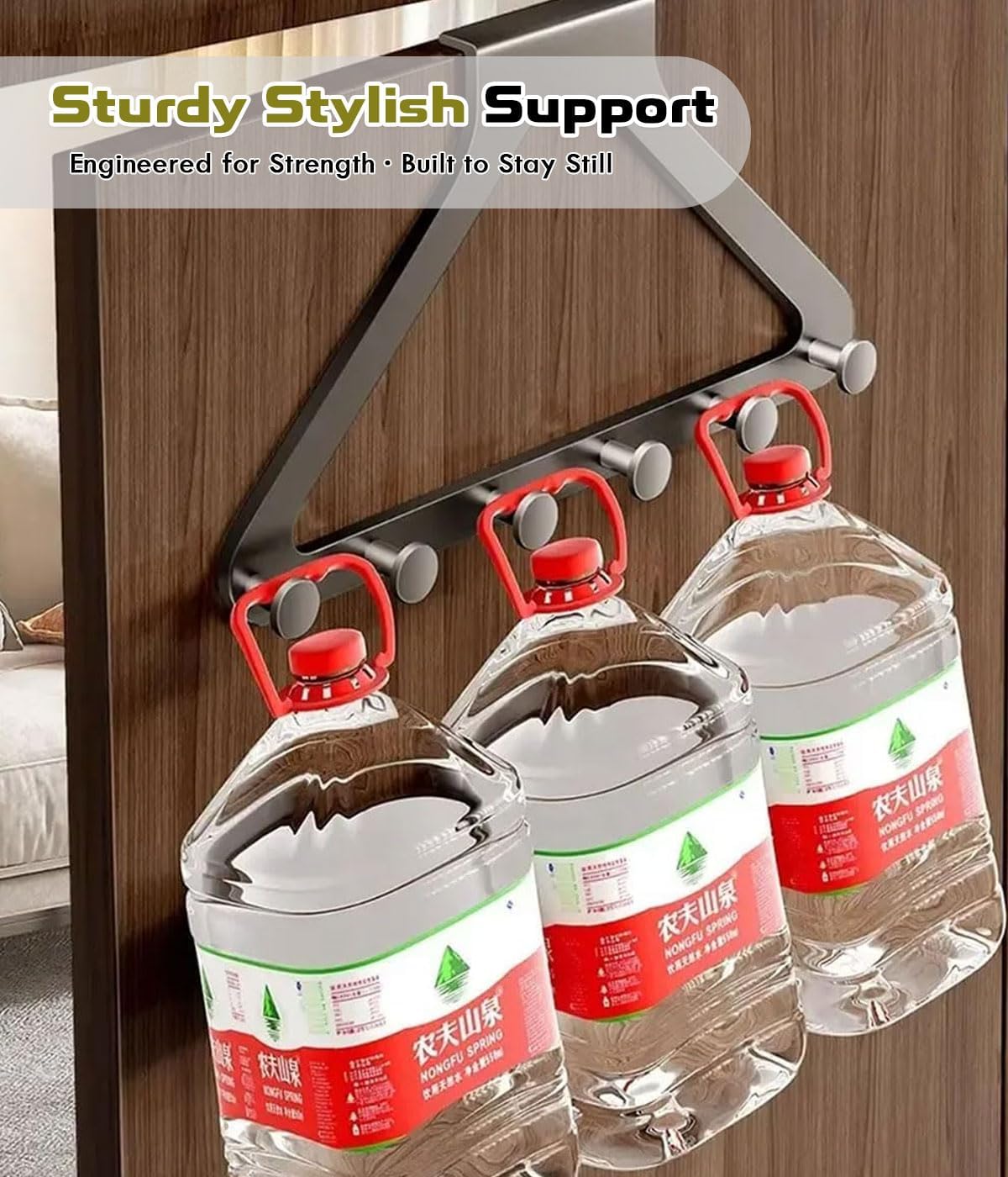 Over The Door Hanger Triangular Bracing Structure Towel Organizer Rack Hangers Hooks No Assembly Required for Hanging Clothes,Hats,Towels,Coats,Bags (Black)