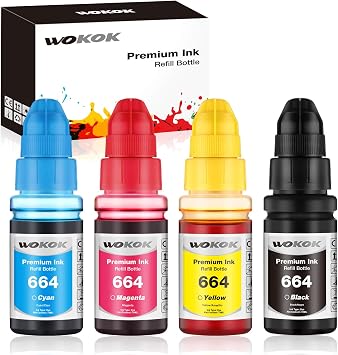 Amazon.com: WOKOK - Botella de tinte compatible con repuesto para 664 T664,  tinta de recambio para Expression ET-2650 ET-2550 ET-2600 ET-4500 ET-4550  ET-2650 ET-14000 ET-16500 (negro, cian, magenta, amarillo, 4 unidades) :