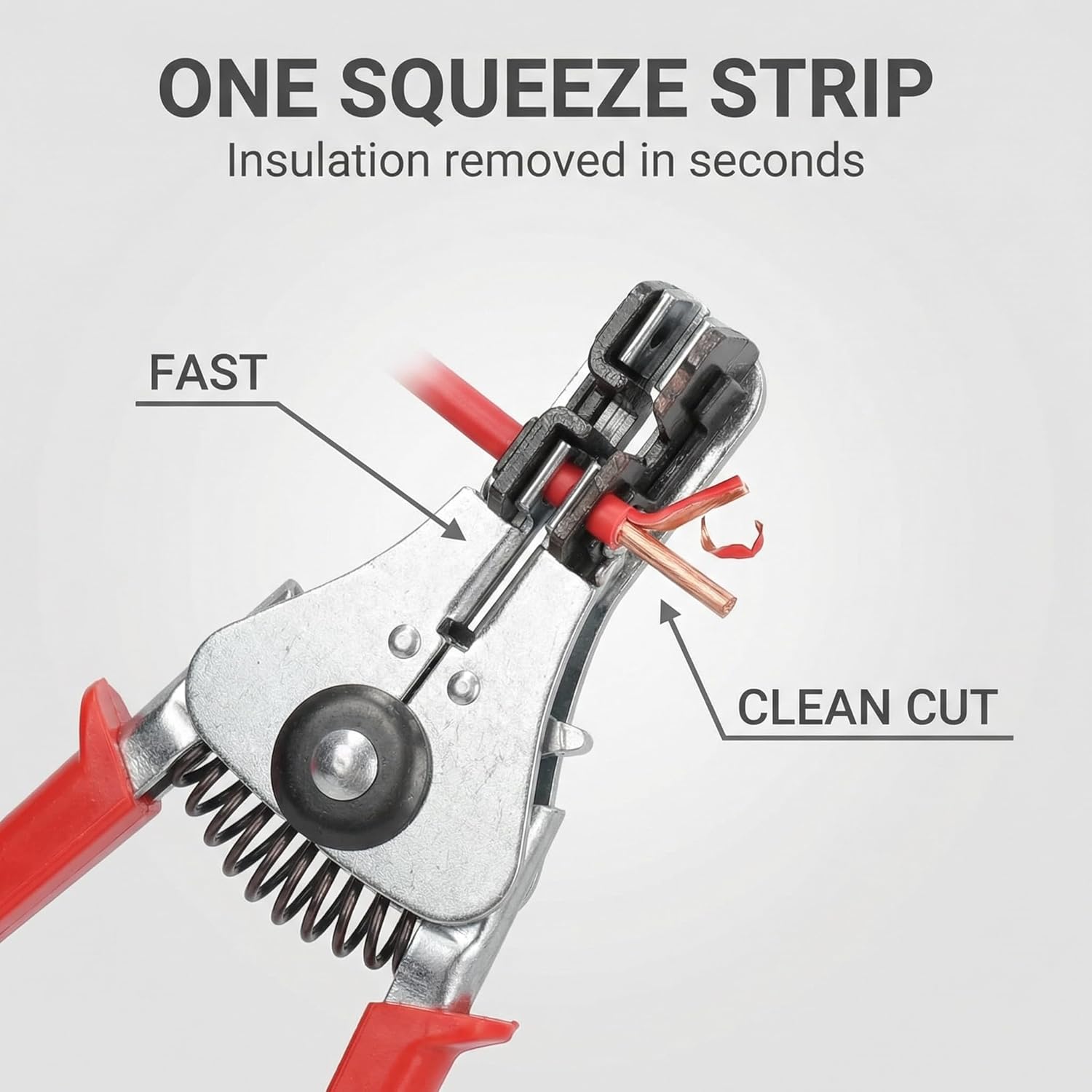 Wire stripper Automatic Stripping Pliers with Spring-Loaded Handle and Textured Grip, Red, 1 Piece for Home Wiring, Cable Prep, and DIY Repairs