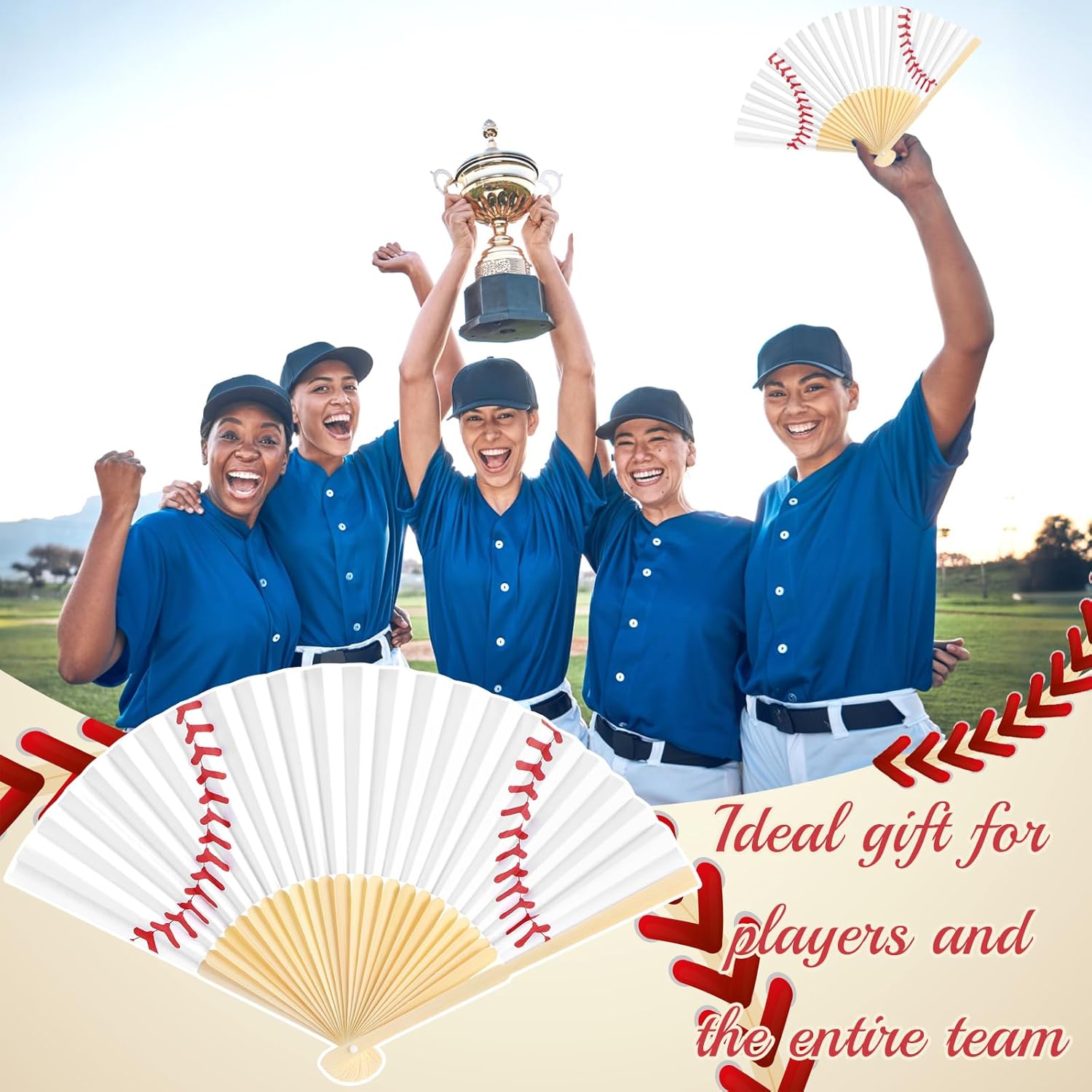 25 Sets Baseball Handheld Foldable Fans Decorative Baseball Party Favor Portable Folding Fans Sports Supply with Organza Bags Birthday Party Favor Gift for Sport Game Summer Outdoor Athletes