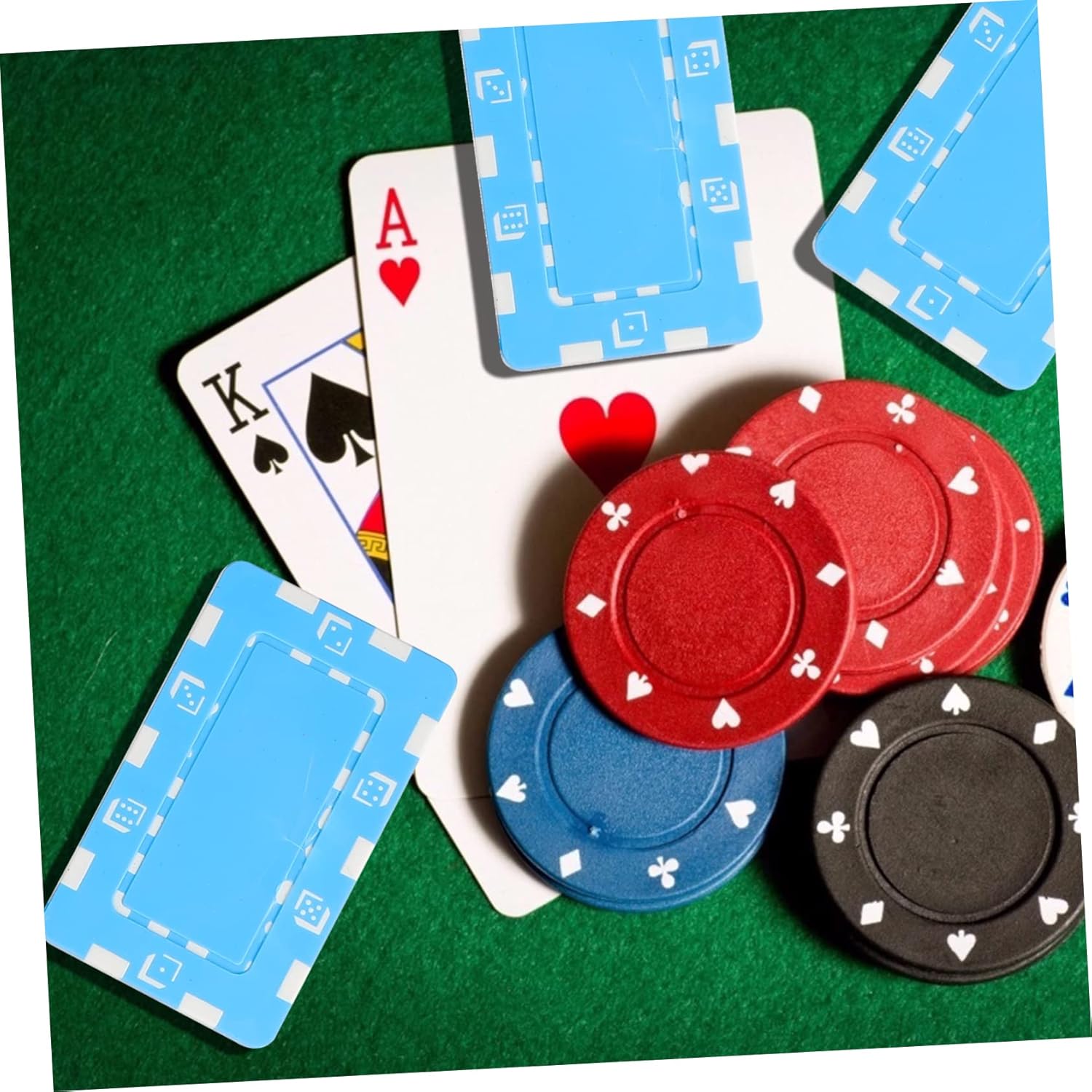 PHENOFICE 10개 토큰 팩 게임 코인 칩 포커 플라크 빙고 칩 및 카드 칩 플레이 세트 카운터 포커 칩 클래식 포커 칩 포커 칩  소품 인센티브 칩 게임 칩 ABS 블루