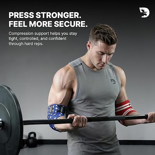 Miniatura 3 de DMoose Fitness Coderas para Levantamiento de Pesas (Par) de 40" Ajustables para Soporte Articular, Alivio del Dolor y Tendinitis - Correas para Codo